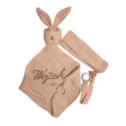 przytulanka pieluszka zawieszka do smoczka 3 w1 zestaw