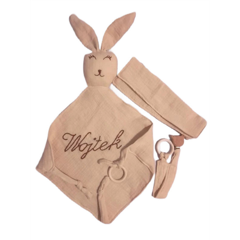 przytulanka pieluszka zawieszka do smoczka 3 w1 zestaw