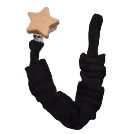 Zawieszka do smoczka muślinowa elastyczna Czarna