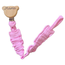 zawieszka do smoczka muślinowa elastyczna imię personalizacja