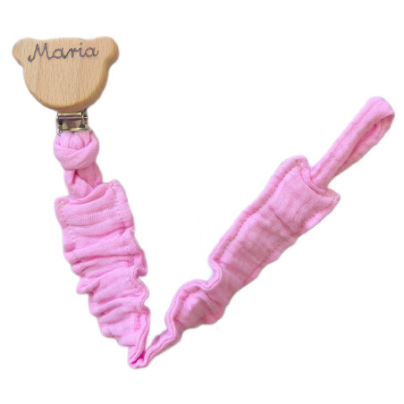 zawieszka do smoczka muślinowa elastyczna imię personalizacja