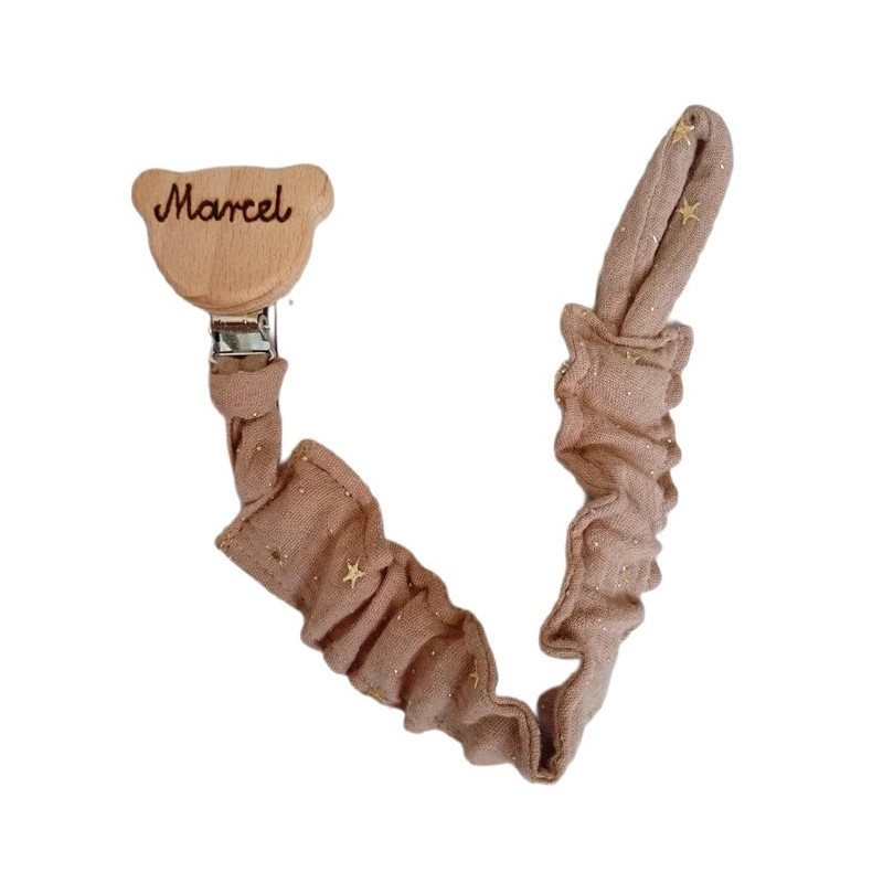 zawieszka do smoczka elastyczna muślinowa imię personalizacja