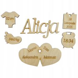Metryczka dla dziecka personalizowana Elementy - zestaw do metryczki