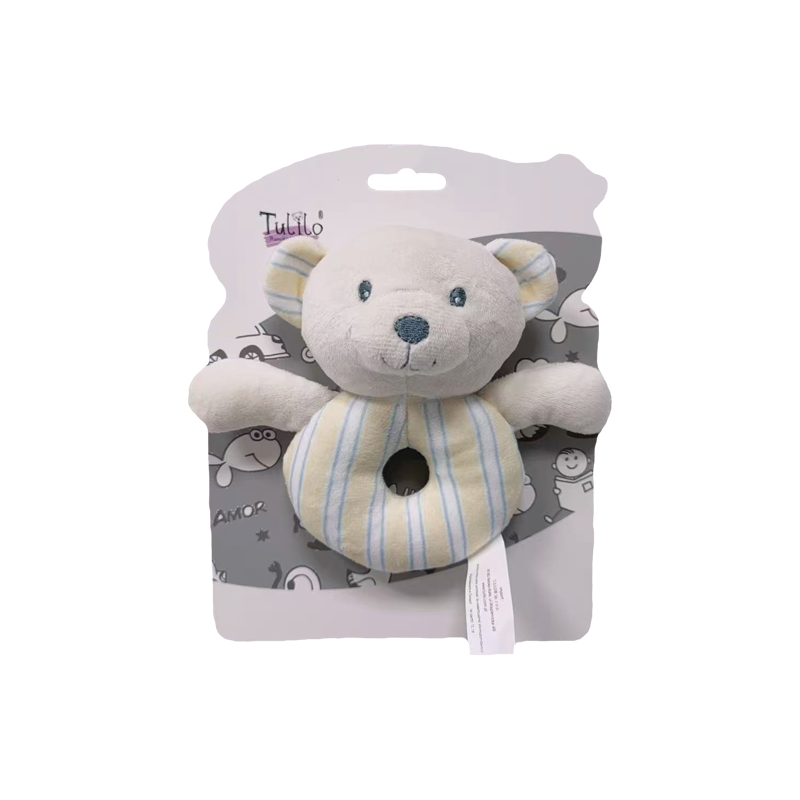 Sensoryczna  Grzechotka Miś beżowy 14 cm