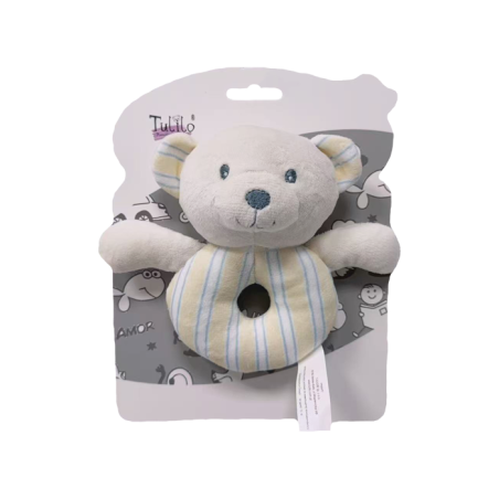Sensoryczna  Grzechotka Miś beżowy 14 cm