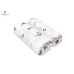 Pieluszka 30x30 cm MUŚLIN bawełna 100% Listki beż 2-pak