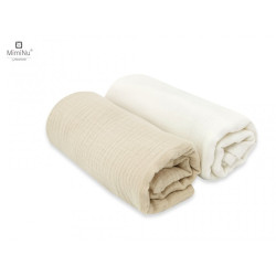 Pieluszki 75x75 cm MUŚLIN bawełna 100% śmietanka/ciepły beż 2-pak