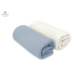 Pieluszki 75x75 cm MUŚLIN bawełna 100% śmietanka/jeans 2-pak